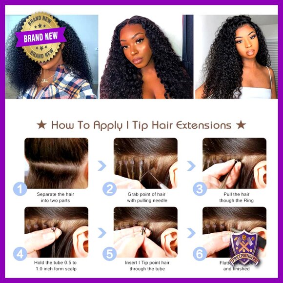 20 Inch Kinky Curly I Tip Human Hair Extensions 50g Cold Fusion Microlink main image 5